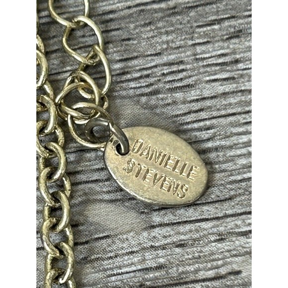 Danielle Stevens Necklace Gold Tone Opal-like Pendant Rhinestone Statement - Picture 4 of 8